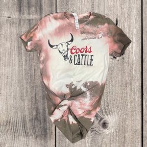 Womens bleached coors and cattle western T-shirt